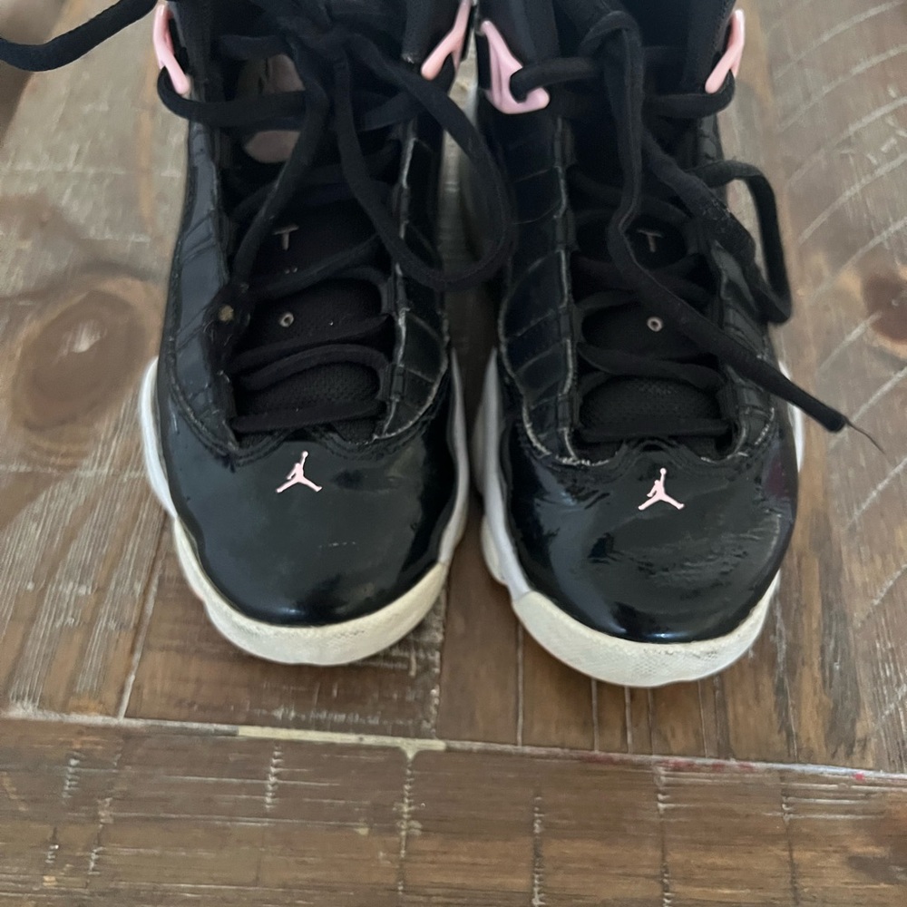 Jordan Kids Black and Pink Sneakers